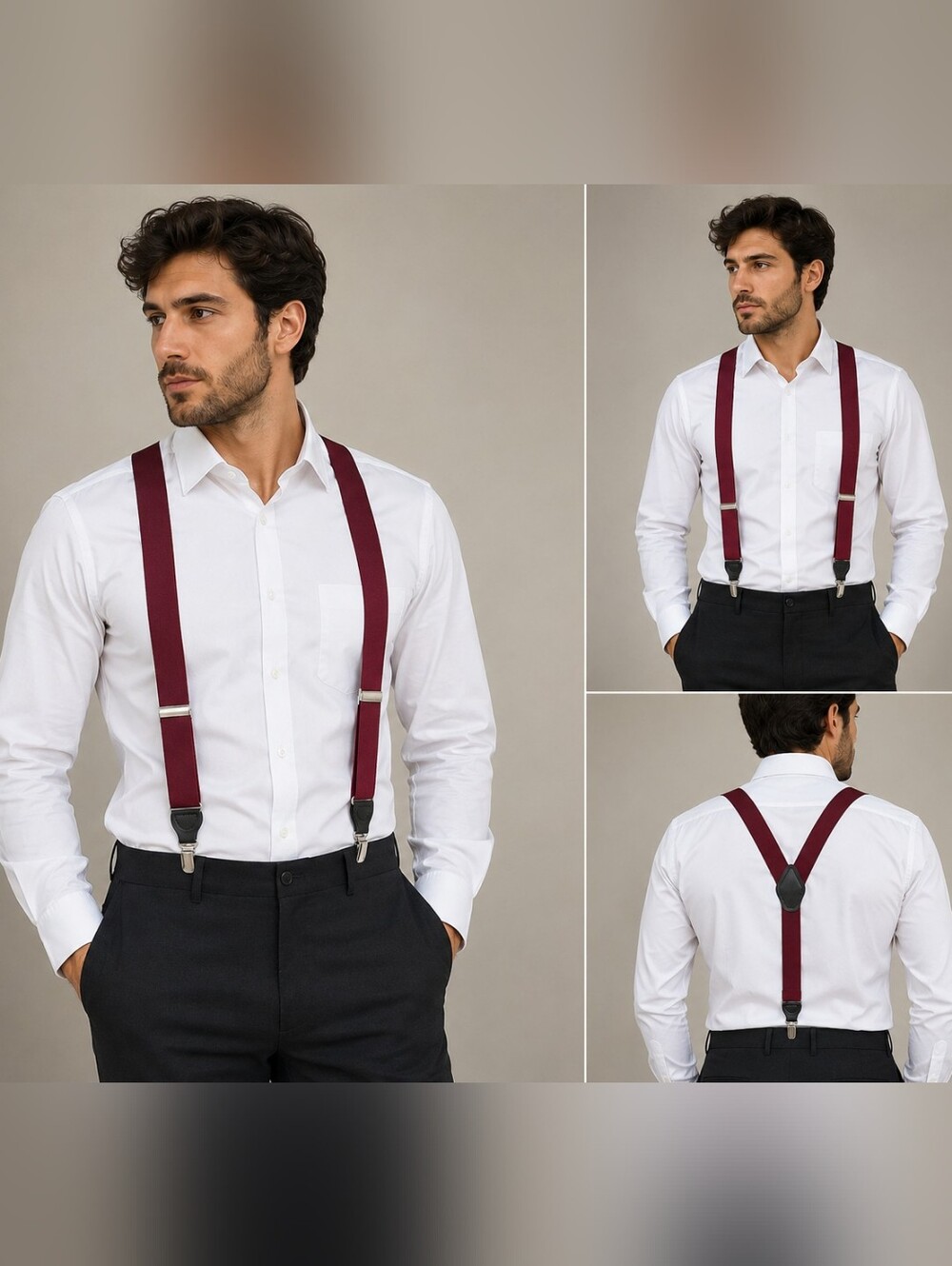 Classic Men's Burgundy Suspenders - Stylish Formal Support